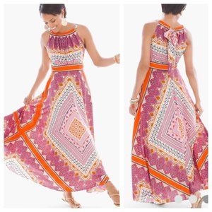 BNWT Chico's Stunning Scarf-Print Maxi Dress